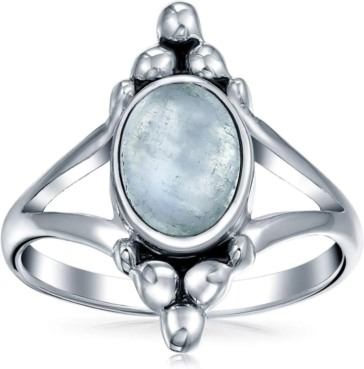 Western Boho Delicate Bezel Set Oval Cabochon Gemstone Ring: Rose Pink Rhodochrosite Turquoise Moonstone for Women Teen 1mm Thin Band Oxidized .925 Sterling Silver