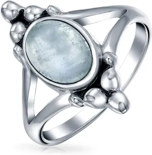 Western Boho Delicate Bezel Set Oval Cabochon Gemstone Ring: Rose Pink Rhodochrosite Turquoise Moonstone for Women Teen 1mm Thin Band Oxidized .925 Sterling Silver