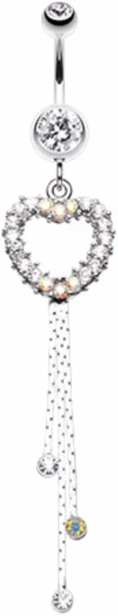 WildKlass Jewelry Classy Heart Cascading 316L Surgical Steel Belly Button Ring