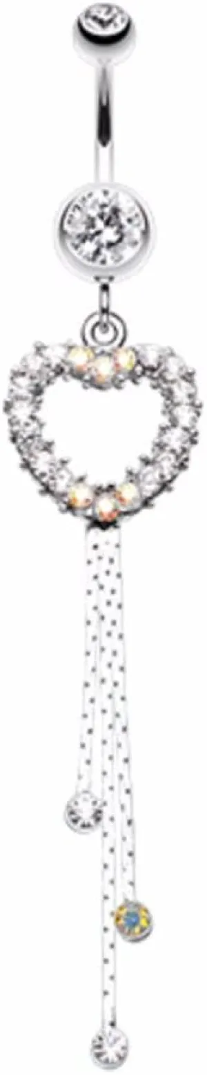 WildKlass Jewelry Classy Heart Cascading 316L Surgical Steel Belly Button Ring