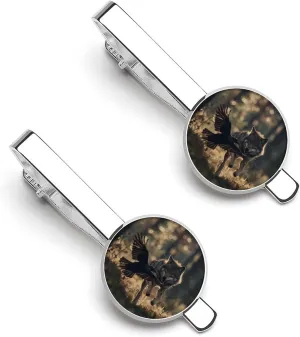 Wolf Wildlife Prints Men's Tie Clip Round Tie Bar Tie Tack Pins Jewelry Accessories for Father's Day Gifts