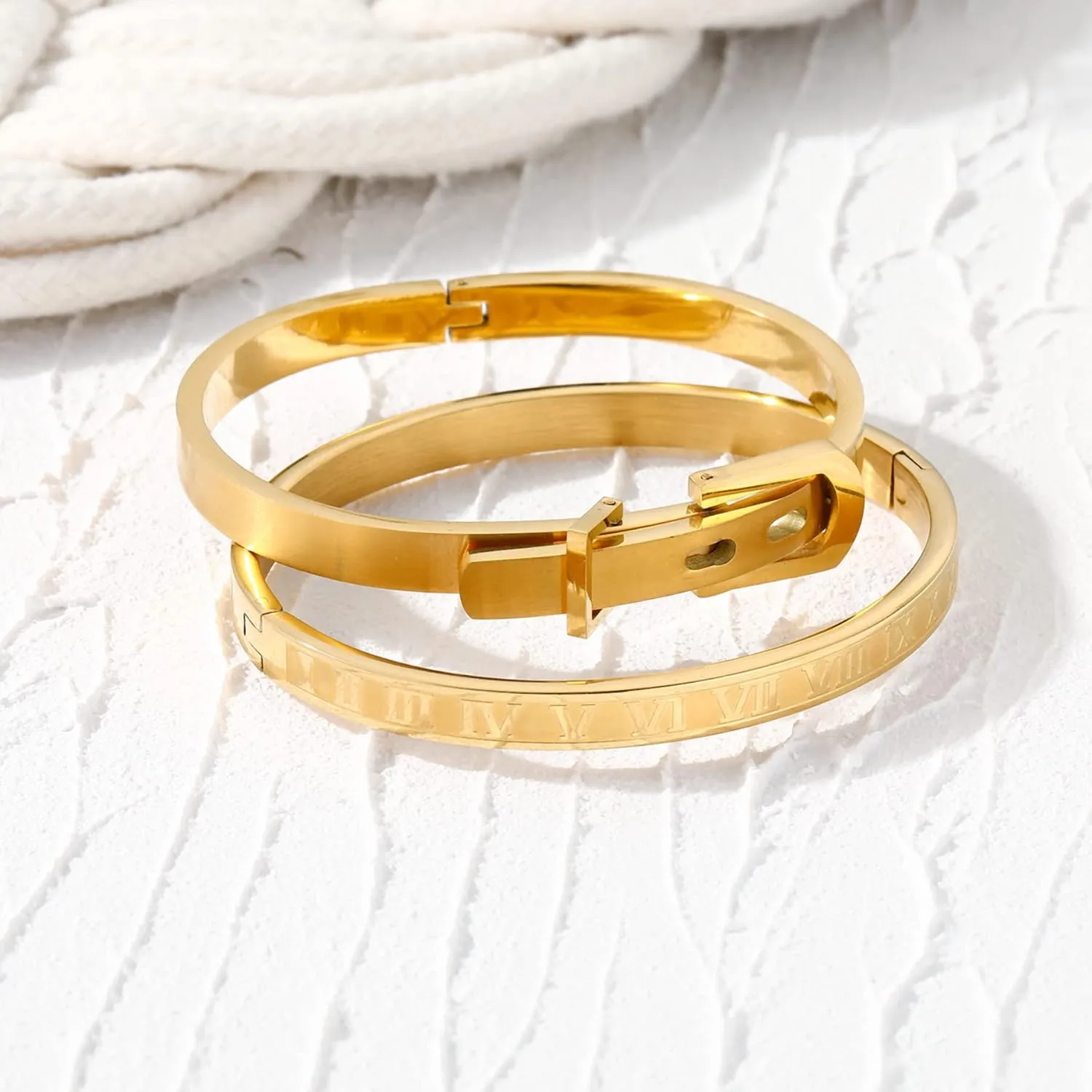 Women's Stainless Steel Bracelet Gold Plated Cuff Bangle With Cube Zircon Hinge Jewelry oval Bangle Witness the Gift of Love
