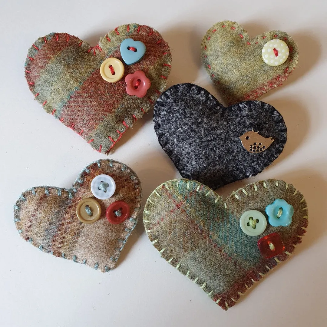 Wool Heart No Waste Brooches - by Lucy Jackson