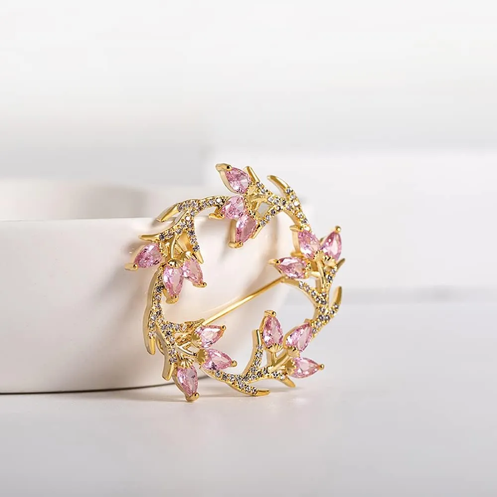Wreath Brooch Pin Corsage, Sweater Dress Shawl Classy Jewelry Accessory Decor for Wedding Birthday Party Christmas Gift (Style 3)