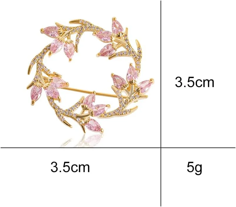 Wreath Brooch Pin Corsage, Sweater Dress Shawl Classy Jewelry Accessory Decor for Wedding Birthday Party Christmas Gift (Style 3)
