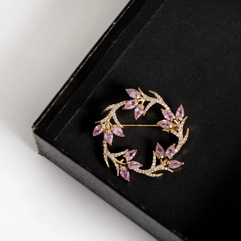 Wreath Brooch Pin Corsage, Sweater Dress Shawl Classy Jewelry Accessory Decor for Wedding Birthday Party Christmas Gift (Style 3)