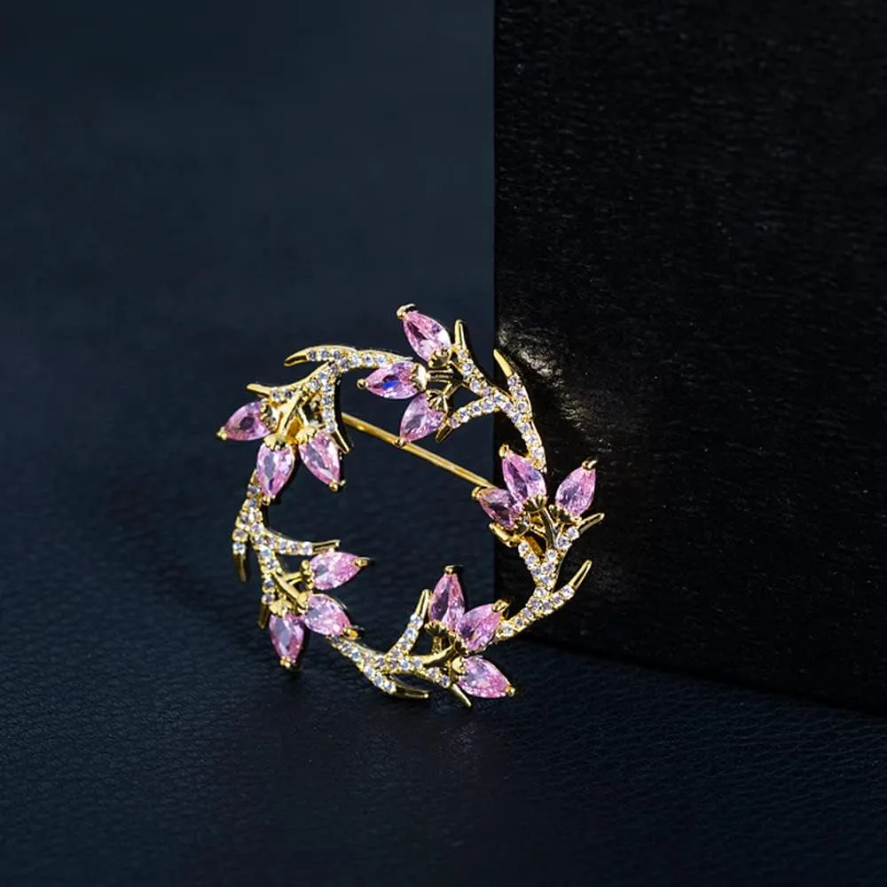Wreath Brooch Pin Corsage, Sweater Dress Shawl Classy Jewelry Accessory Decor for Wedding Birthday Party Christmas Gift (Style 3)