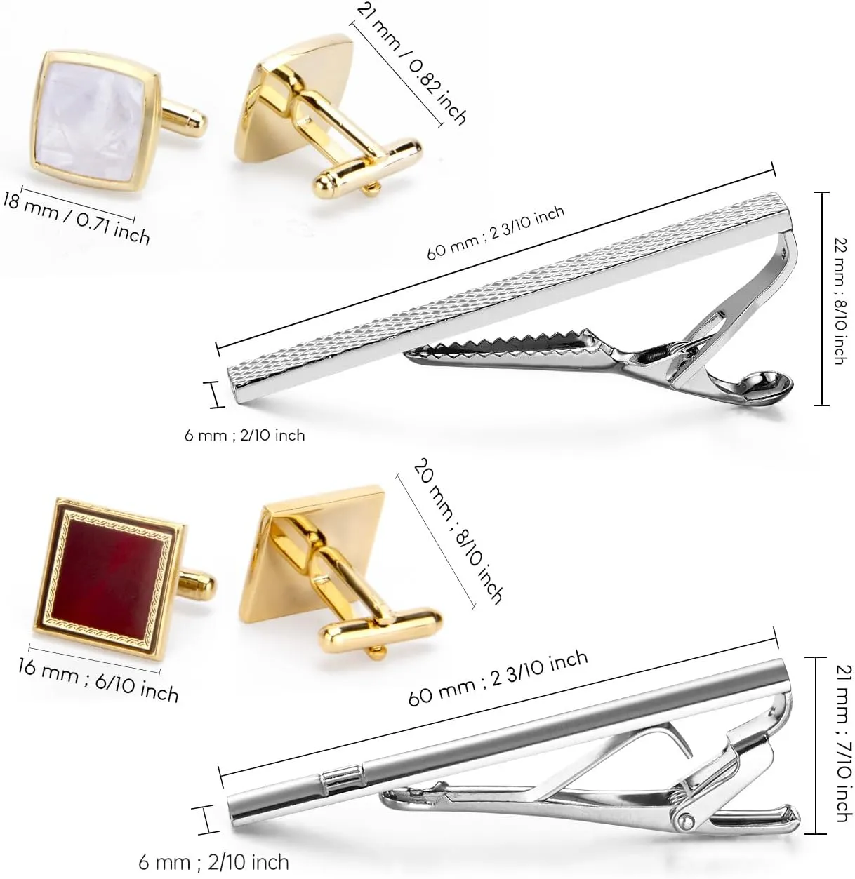 wynameleri Cufflink and Tie Clip Set for Men, 12 PCS Necktie Bars and Cuff Links Formal Business Dress Shirts Buttons Case Packed
