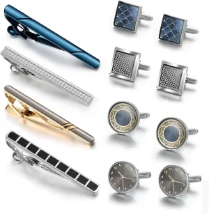 wynameleri Cufflink and Tie Clip Set for Men, 12 PCS Necktie Bars and Cuff Links Formal Business Dress Shirts Buttons Case Packed
