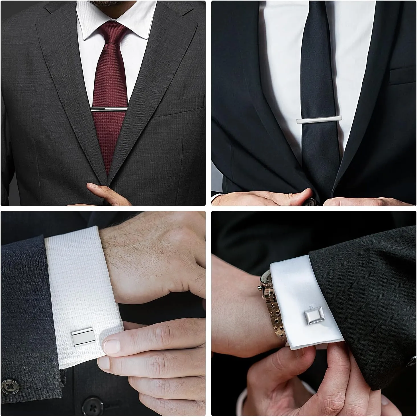 wynameleri Cufflink and Tie Clip Set for Men, 12 PCS Necktie Bars and Cuff Links Formal Business Dress Shirts Buttons Case Packed