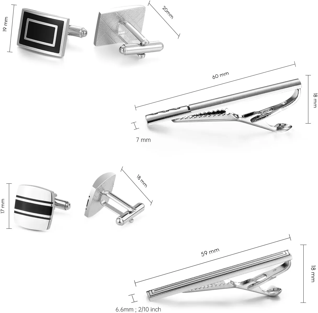 wynameleri Cufflink and Tie Clip Set for Men, 12 PCS Necktie Bars and Cuff Links Formal Business Dress Shirts Buttons Case Packed