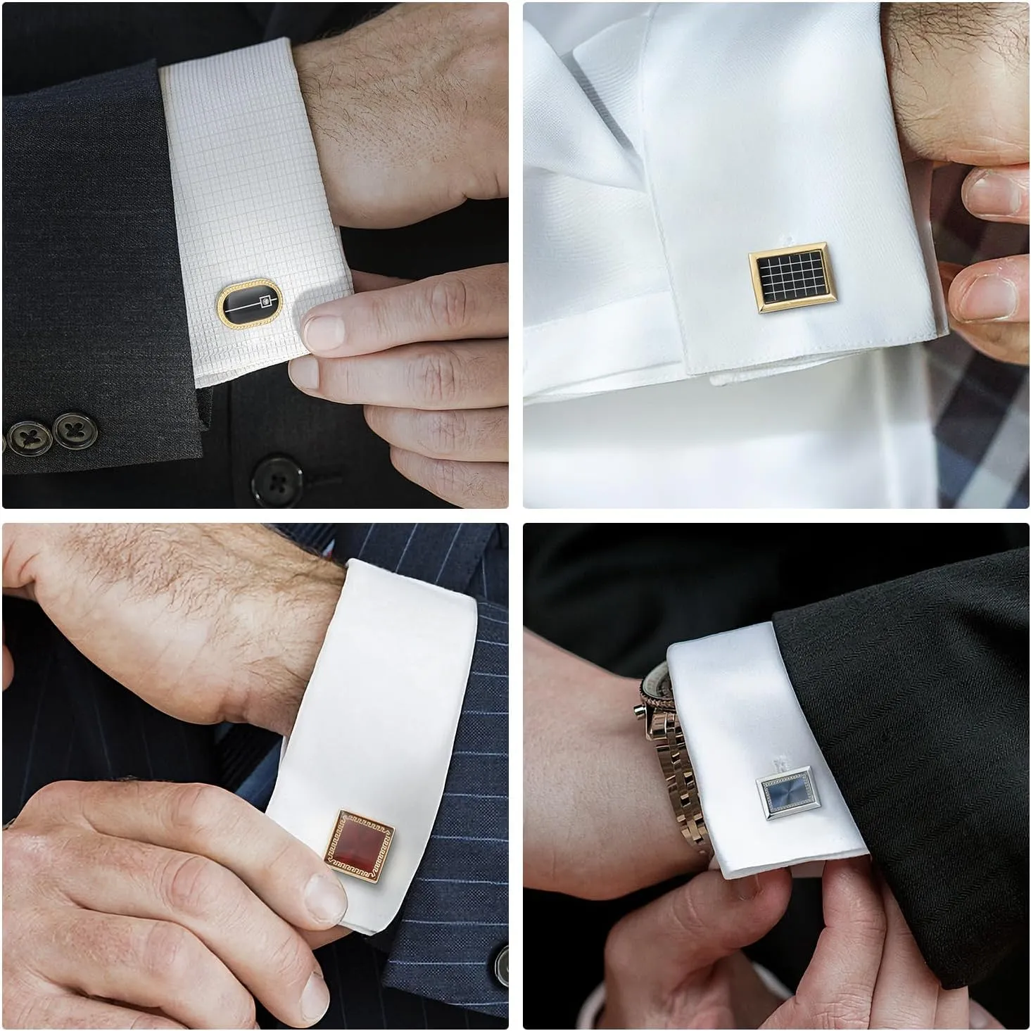 wynameleri Cufflinks Set 6 Pairs for Men, Business Formal Shirts Buttons Cuff Link Packed in Case