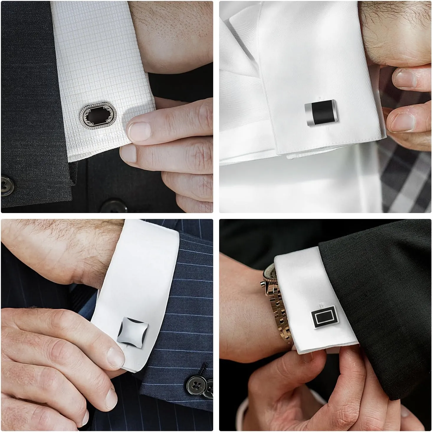 wynameleri Cufflinks Set 6 Pairs for Men, Business Formal Shirts Buttons Cuff Link Packed in Case