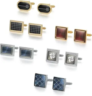 wynameleri Cufflinks Set 6 Pairs for Men, Business Formal Shirts Buttons Cuff Link Packed in Case