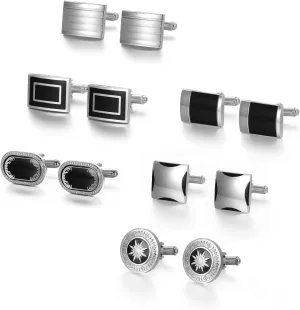 wynameleri Cufflinks Set 6 Pairs for Men, Business Formal Shirts Buttons Cuff Link Packed in Case