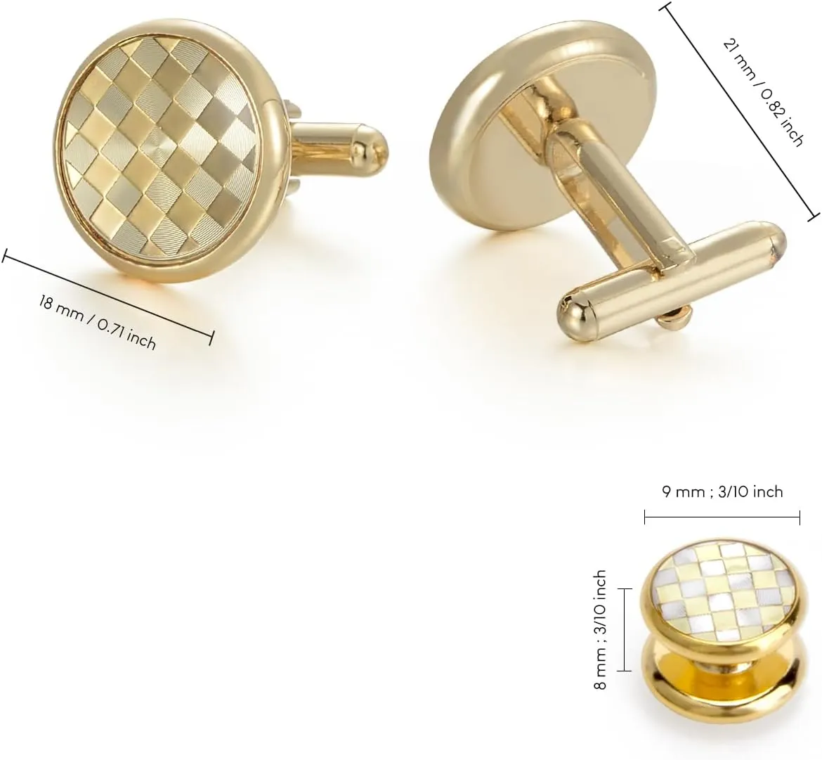 wynameleri Men's Jewelry Cufflinks and Studs for Tuxedo Shirts Round Buttons Set for Weddings, Business, Dinner
