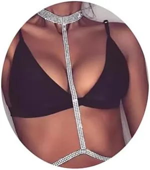 Xerling Silver Rhinestone Body Chain Necklace Waist Chain Women Body Jewelry