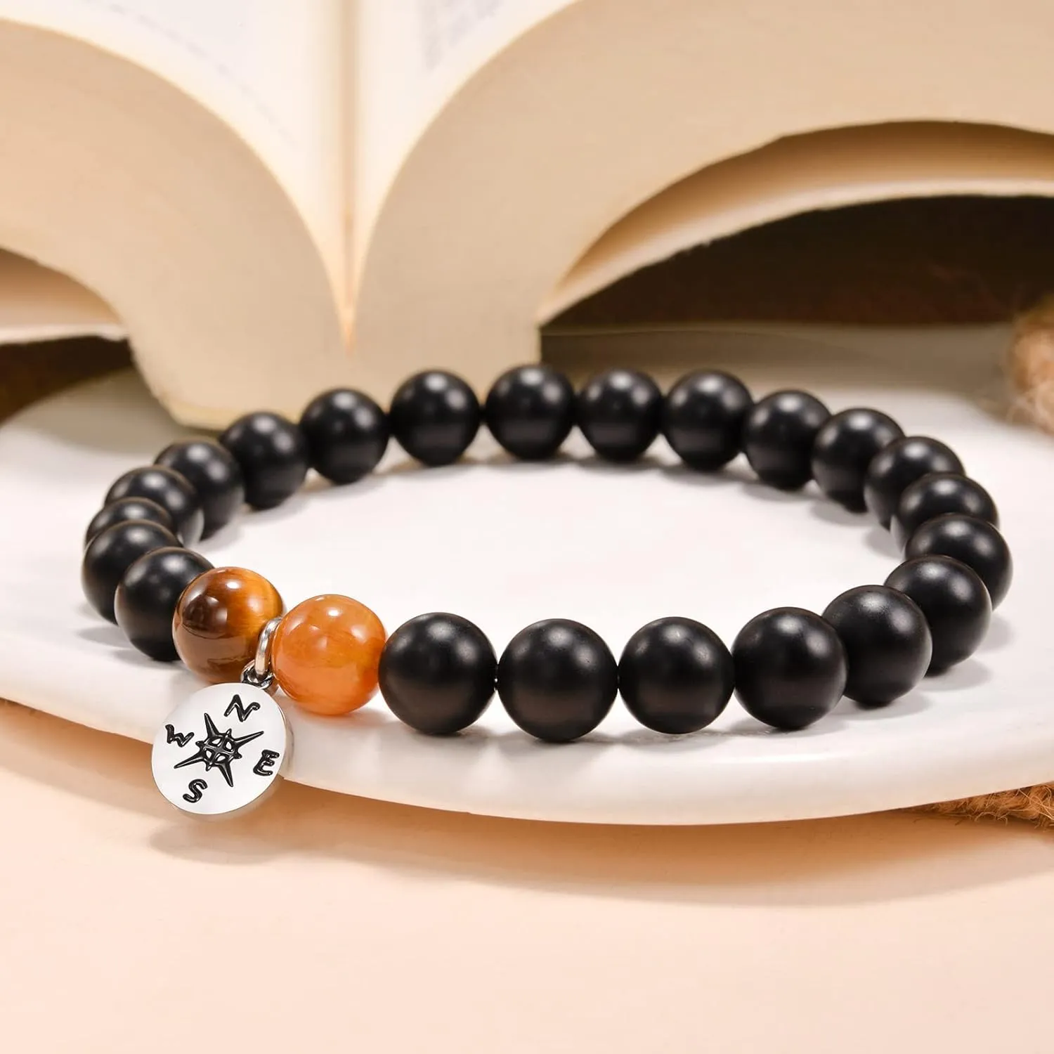 YELUWA Graduation Gifts for Him/Her 2025, College High School Graduation Gifts, Natural Stone Compass/Heart Bracelets for Senior Class of 2025 Women Men Girl with Wish Card Jewelry Gift Box