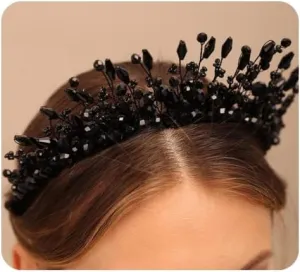 YERTTER Vintage Wedding Pearl Beads Crystal Tiara Hair Crown Handmade Bride Hair Band Bridal Greek Goddess Pearl Head Pieces for Wedding Prom Birthday Party