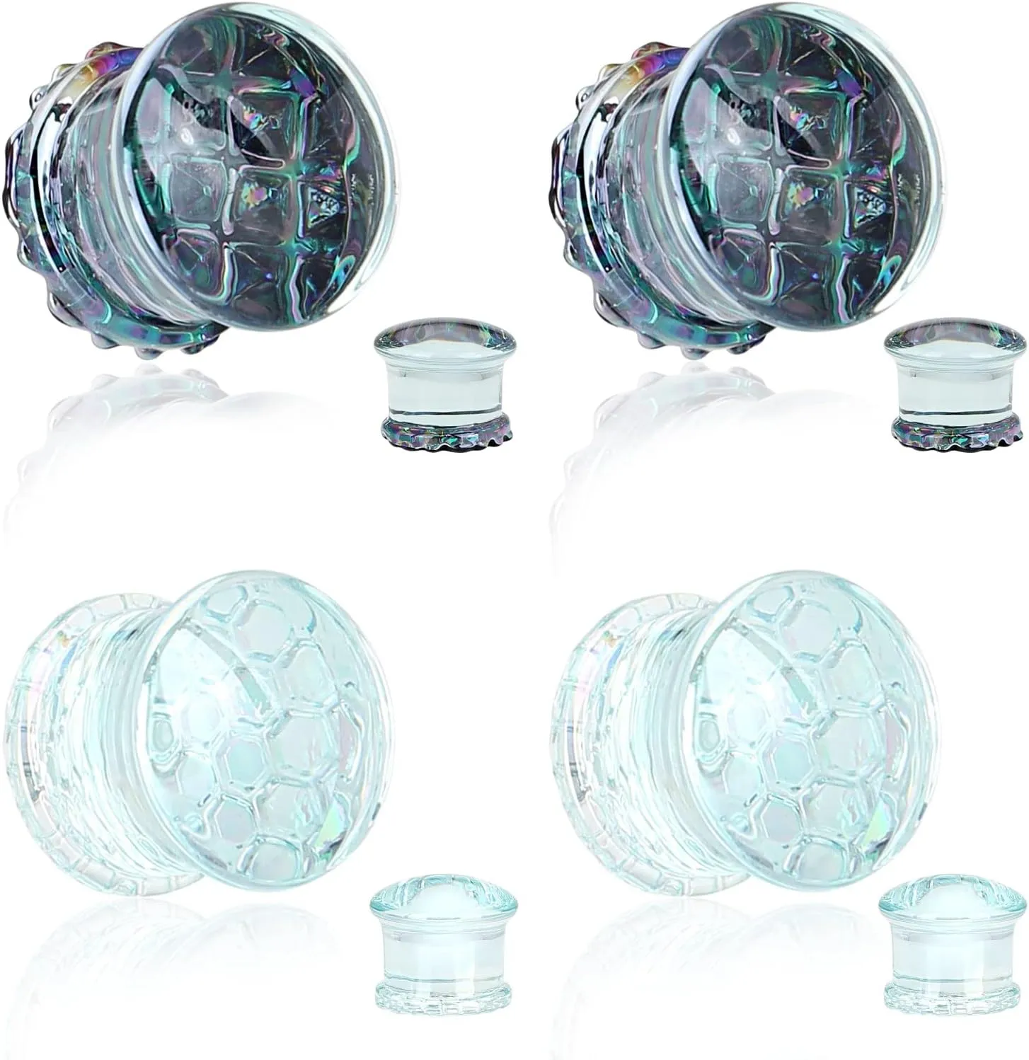 YOFANST 2 Pairs Glass Ocean Jellyfish Ear Tunnels Plugs Double Flared Expander Piercing Gauge 2g-5/8
