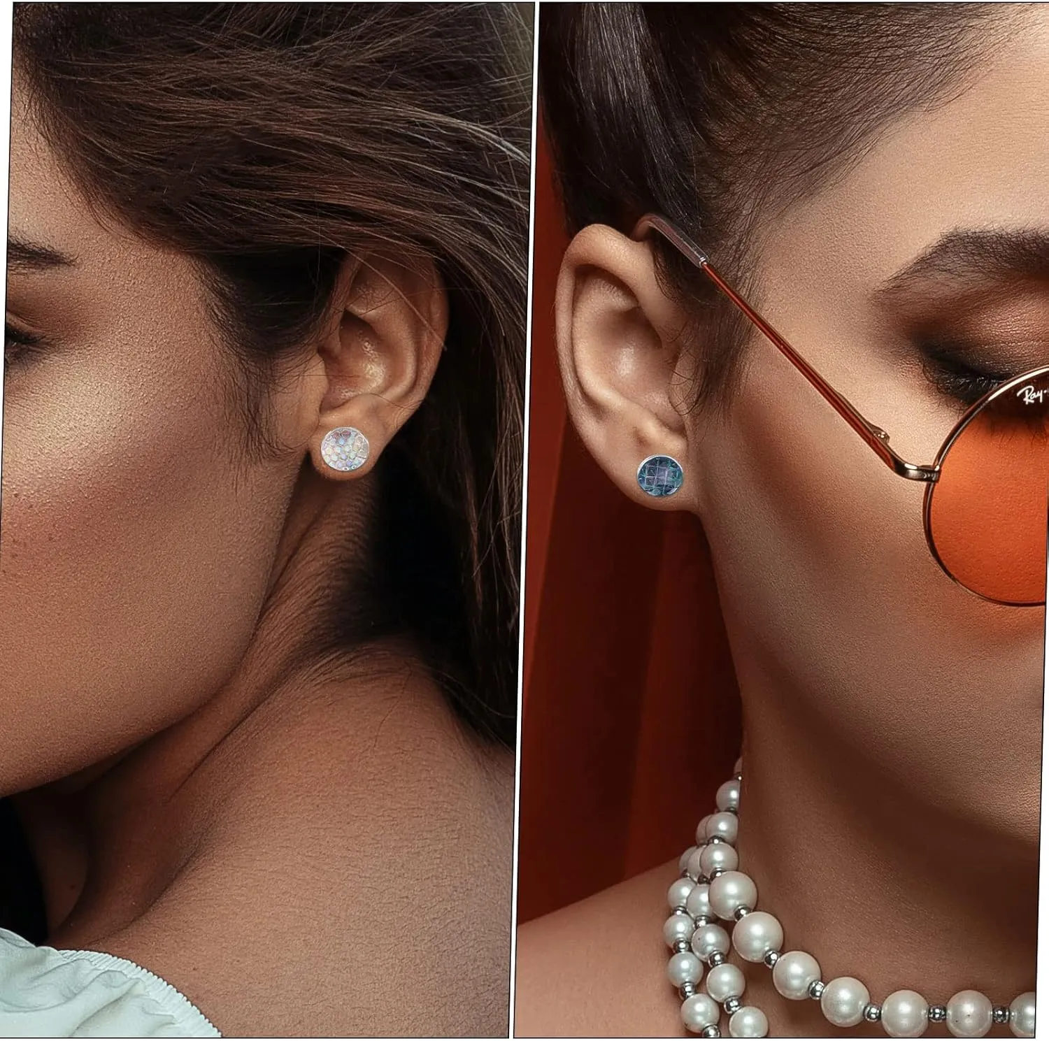 YOFANST 2 Pairs Glass Ocean Jellyfish Ear Tunnels Plugs Double Flared Expander Piercing Gauge 2g-5/8
