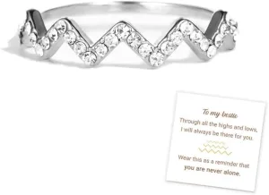 You're Never Alone Highs and Lows Ring, 925 Sterling Silver Rings Wave Stacking Ring, Highs and Lows Ring for Friend, Inspirational Ring Jewelry for Women