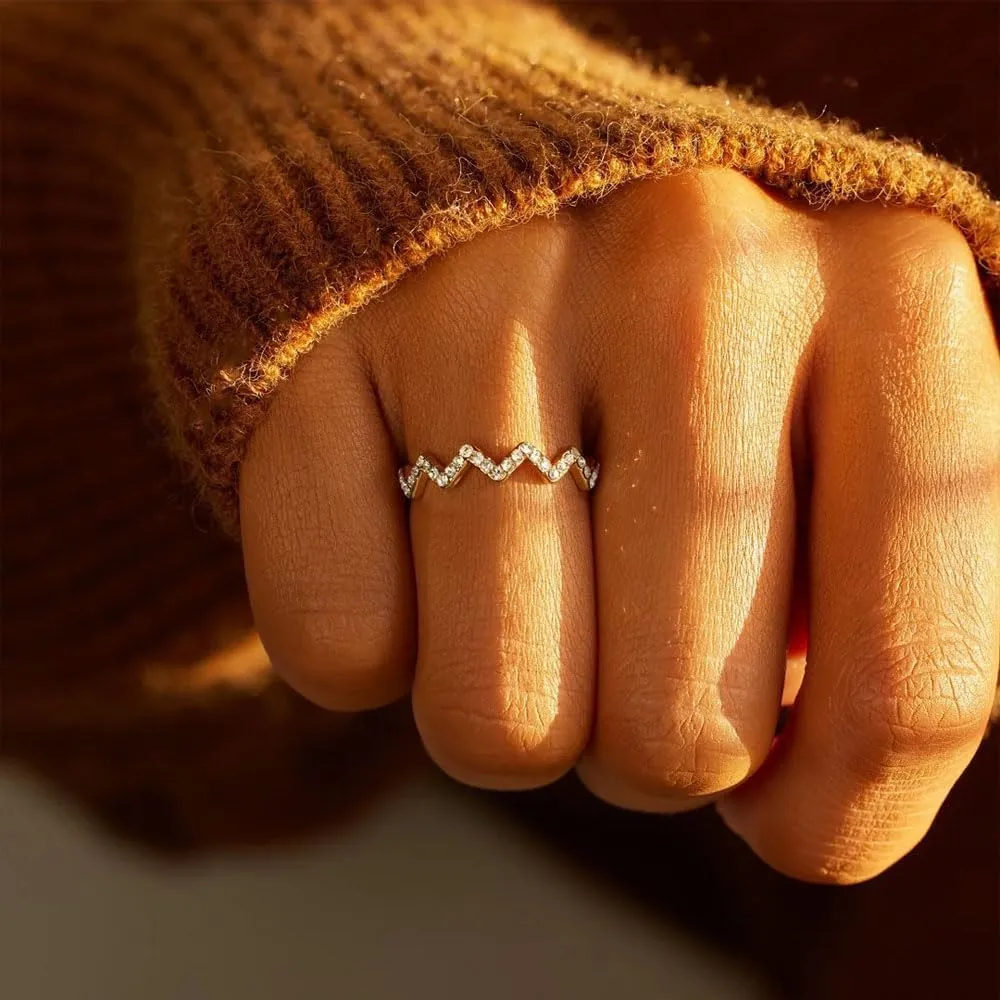 You're Never Alone Highs and Lows Ring, 925 Sterling Silver Rings Wave Stacking Ring, Highs and Lows Ring for Friend, Inspirational Ring Jewelry for Women