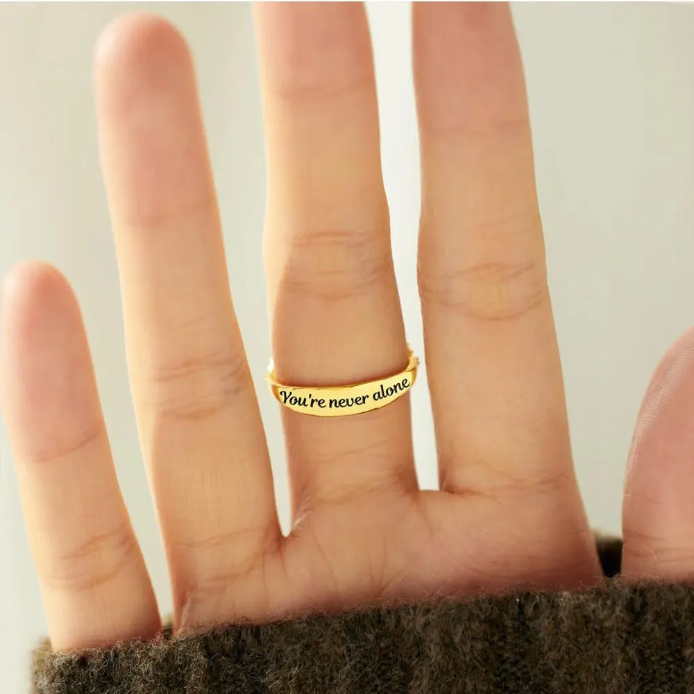 You're Never Alone Highs and Lows Ring, 925 Sterling Silver Rings Wave Stacking Ring, Highs and Lows Ring for Friend, Inspirational Ring Jewelry for Women