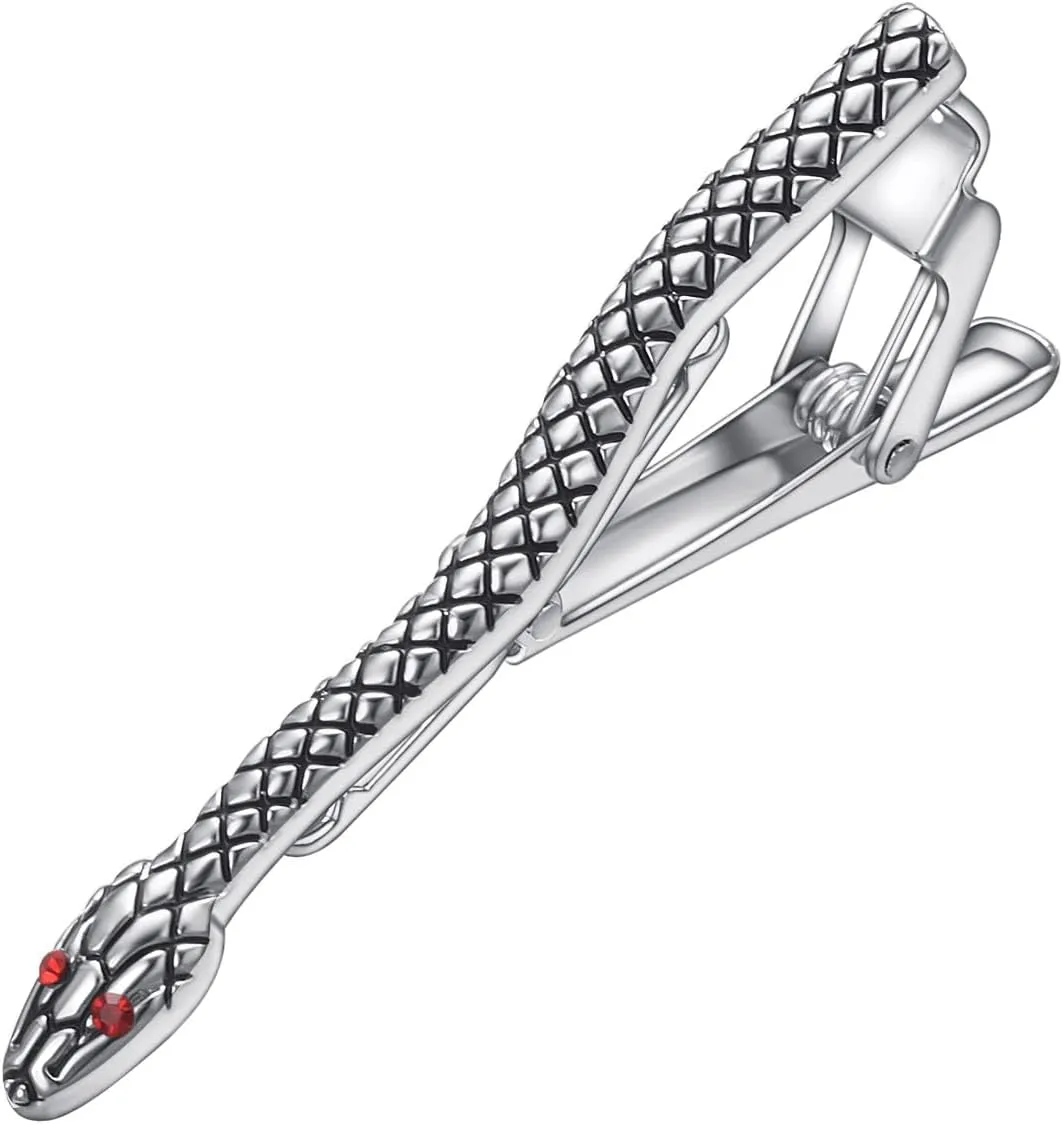 Yoursfs Snake Tie Clips For Men Unique Stainless Steel Tie Bar Clip For Regular Ties Men Fashion Jewelry
