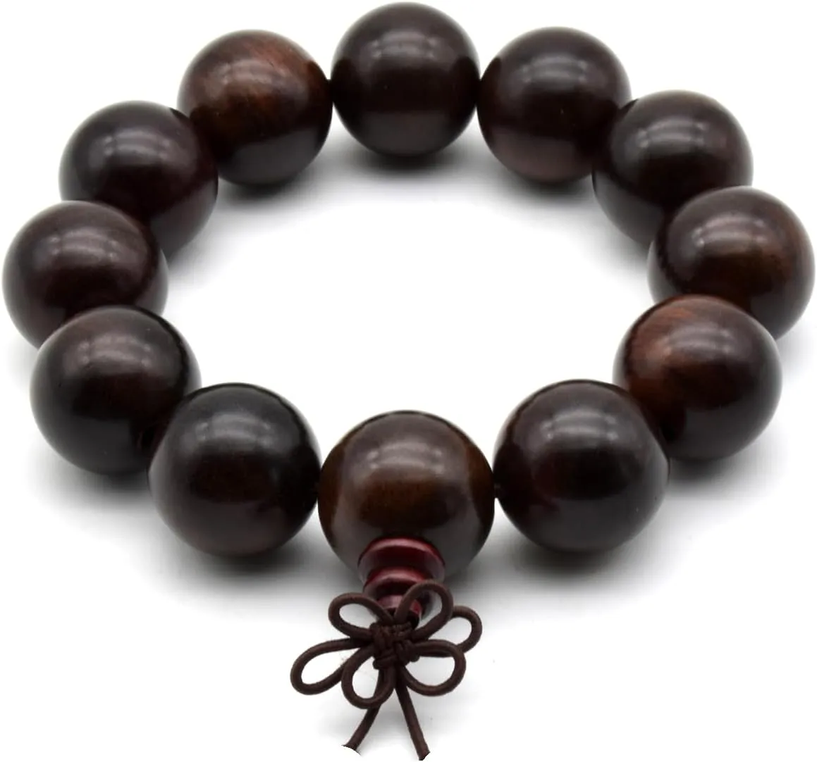 Zen Dear Unisex Natural Rosewood Prayer Beads Buddha Buddhist Prayer Meditation Mala Necklace Bracelet
