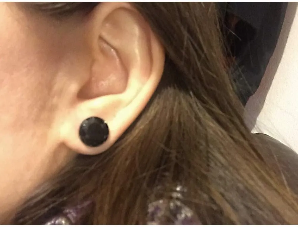 ZS Black CZ Stone Ear Gauges Stainless Steel Screw Plugs Tunnel Ear Expander Stretcher Piercing